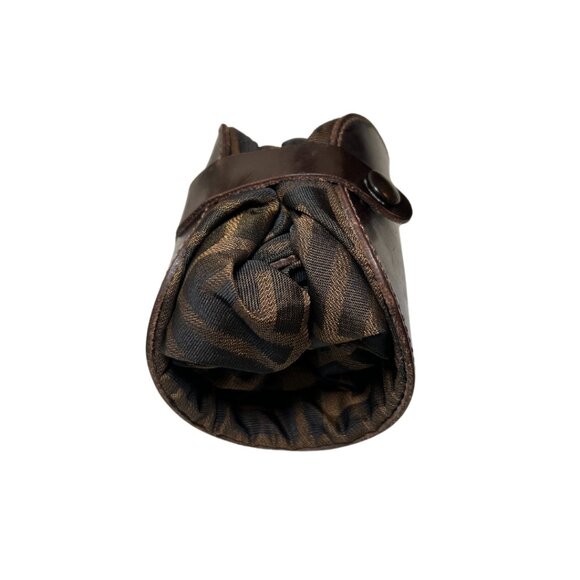 Fendi Foldable Mini Tote Bag Brown Zucca FF Nylon Leather Trimmed - Picture 6 of 8